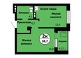 Серебряный, дом 1 корпус 1: Планировка 2-комн 38,7 - 39,5 м²