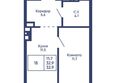 Башни Дзен: Планировка 1-комн 32,9 - 33,9 м²
