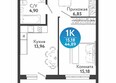 Семейный квартал, дом 4: Планировка 1-комн 44,89 м²