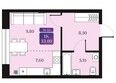 Северное Сияние Премиум: Планировка Студия 33 м²