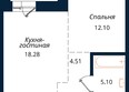 Сибиряков, блок-секция 6: Планировка 1-комн 43,5 м²