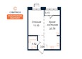 Сибиряков, блок-секция 7: Планировка 1-комн 47,8 м²