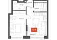 Квартал ЩА, сек 2.1: Планировка 1-комн 43,05 м²