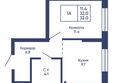 Башни Дзен: Планировка 1-комн 32 - 32,3 м²