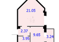 Новые Солонцы, дом 9: Планировка 1-комн 37,99 м²