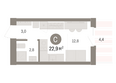 Кварталы Драверта, дом 4: Планировка Студия 22,93 м²
