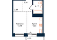 Сибиряков, блок-секция 3: Планировка 1-комн 35,06 м²