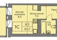 Эскимо: Планировка Студия 24,7 м²
