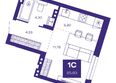 Базилик, дом 2: Планировка 1-комн 25,68 - 25,83 м²
