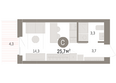 Кварталы Драверта, дом 4: Планировка Студия 25,71, 25,72 м²