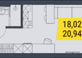 Land Lord (Ленд Лорд), башня С: Планировка Студия 20,77 - 21,14 м²