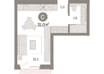 Город на озере: Планировка Студия 30,97, 31,71 м²