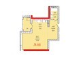 Кларус-парк: Планировка однокомнатной квартиры 49,06 кв.м.