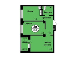 Продается 2-комнатная квартира ЖК Серебряный, дом 1 корпус 1, 49.7  м², 6311900 рублей