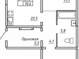 Продается 2-комнатная квартира ЖК Гренландия, Лес дом №5, 70.9  м², 7450000 рублей
