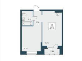Продается 1-комнатная квартира ЖК Расцветай на Дуси Ковальчук, 43.21  м&sup2;, 8650000 рублей