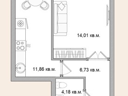 Продается 1-комнатная квартира ЖК Берёзка, дом 1, 40.86 м², 5925000 рублей