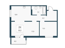 Продается 2-комнатная квартира ЖК Эко-квартал на Кедровой, дом 1, 59  м², 5900000 рублей