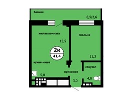 Продается 2-комнатная квартира ЖК Новые Черёмушки, дом 1 корпус 1, 41.4  м², 4885200 рублей