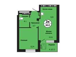 Продается 2-комнатная квартира ЖК Тихие зори, дом Каштак корпус 1, 40  м², 5920000 рублей
