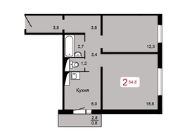 Продается 2-комнатная квартира ЖК КБС. Берег, дом 4 строение 2, 54.8  м², 6500000 рублей