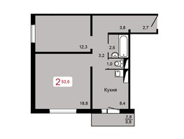Продается 2-комнатная квартира МИЧУРИНО, дом 1, стр. 1, 53.6 м², 3699999 рублей