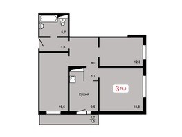 Продается 3-комнатная квартира ЖК Домино, дом 1, 78.3  м², 9317700 рублей