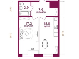 Продается 1-комнатная квартира ЖК Видный-3, блок-секция 3, 46.8  м², 6771200 рублей