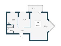 Продается 2-комнатная квартира ЖК Расцветай на Бугринской роще, 69.93 м², 8600000 рублей