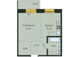 Продается 1-комнатная квартира ЖК Семья, 3 очередь, б/с 5, 44.18  м²