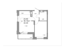 Продается 2-комнатная квартира ЖК Дивные Дали, дом 1, 39.05  м², 4529800 рублей