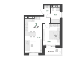 Продается 1-комнатная квартира ЖК Familia (Фамилия), дом 5, 46.5  м², 5859000 рублей