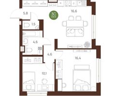 Продается 3-комнатная квартира ЖК Ясный берег, дом 32, 59.6  м&sup2;, 9206000 рублей