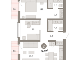 Продается 2-комнатная квартира ЖК Европейский берег, дом 46, 71.42  м&sup2;, 10600000 рублей