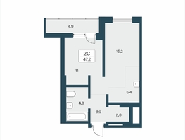Продается 2-комнатная квартира ЖК Расцветай на Учительской, 47.2  м&sup2;, 7000000 рублей