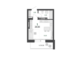 Продается 1-комнатная квартира ЖК Familia (Фамилия), дом 5, 29.6 м², 3966400 рублей