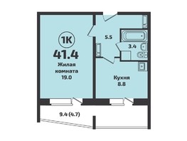 Продается 1-комнатная квартира ЖК Приозерный, дом 710 серия Life, 41.4  м², 4400000 рублей