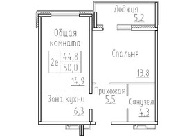 Продается 2-комнатная квартира ЖК Фламинго, дом 21, 49.9  м&sup2;, 5400000 рублей