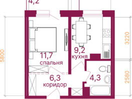 Продается 1-комнатная квартира ЖК Видный-3, блок-секция 4, 36.4  м&sup2;, 6803000 рублей
