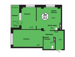Продается 3-комнатная квартира ЖК Тихие зори, дом Каштак корпус 1, 64.9  м², 7333700 рублей