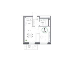 Продается 1-комнатная квартира ЖК Юдинский, дом 1.3, 37.36  м&sup2;, 5641360 рублей