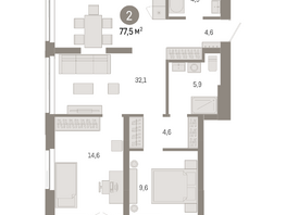 Продается 2-комнатная квартира ЖК Европейский берег, дом 45, 77.46  м², 12310000 рублей