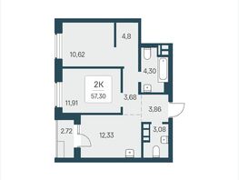 Продается 2-комнатная квартира ЖК Расцветай в Солнечном, дом 2, 58.01  м&sup2;, 7050000 рублей