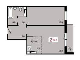 Продается 2-комнатная квартира ЖК Мичурино, дом 2 строение 1, 56.3  м², 5850000 рублей