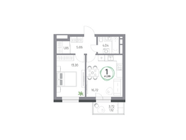 Продается 2-комнатная квартира ЖК Юдинский, дом 1.4, 41.99  м&sup2;, 5093387 рублей