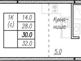 Продается 1-комнатная квартира ЖК Орхон, 30  м&sup2;, 5640000 рублей