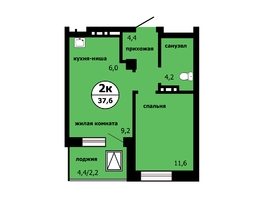 Продается 2-комнатная квартира ЖК Тихие зори, дом Панорама корпус 1, 36.9 м², 5719500 рублей