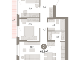Продается 2-комнатная квартира ЖК Пшеница, 6.1, 65.54  м&sup2;, 8610000 рублей