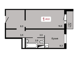 Продается 1-комнатная квартира ЖК Курчатова, дом 11 строение 1, 45 м², 5350000 рублей