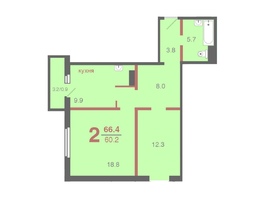 Продается 2-комнатная квартира АПРЕЛЕВКА, дом 3, 66.4 м², 5350000 рублей